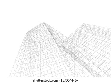 abstract modern design architecture, 3d structure 