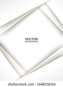 Abstract. Modern design background. White, gold geometric shapes overlap layer. Vector. illustration.
