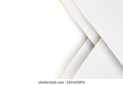  Resumen. Diseño moderno. Las formas geométricas de color blanco y dorado se superponen con la capa. Vector.  ilustración.
