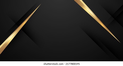 Resumen diseño moderno fondo negro con lujosos elementos dorados ilustración vectorial.
