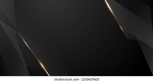 Resumen diseño moderno fondo negro con lujosos elementos dorados ilustración vectorial.