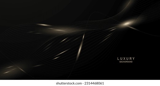 Resumen diseño moderno fondo negro con lujosos elementos dorados ilustración vectorial.