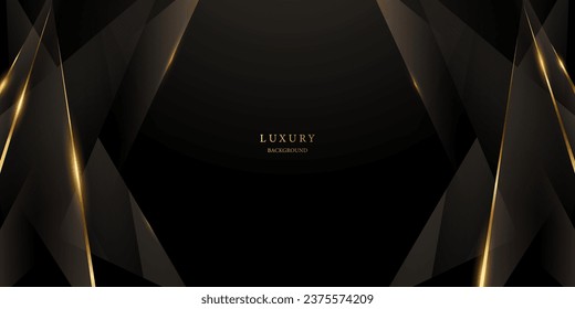 Resumen diseño moderno fondo negro con lujosos elementos dorados ilustración vectorial.