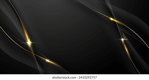 Abstract modern design black background with luxury golden elements vector illustration.