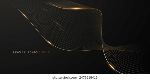 Abstract modern design black background with luxury golden elements vector illustration.