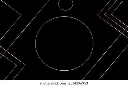 Abstraktes modernes Design, schwarzer Hintergrund mit luxuriösen goldenen Elementen, Vektorgrafik.