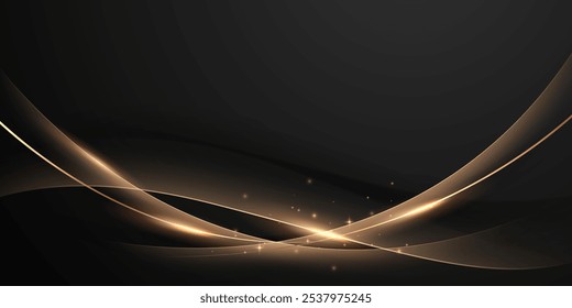 Abstract modern design black background with luxury golden elements vector illustration.