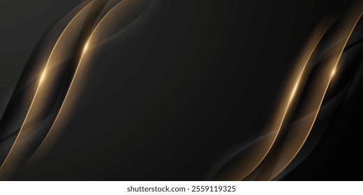 Abstract modern design black background with luxury golden elements vector illustration.