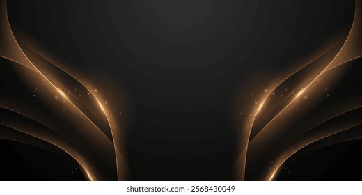 Abstract modern design black background with luxury golden elements vector illustration.