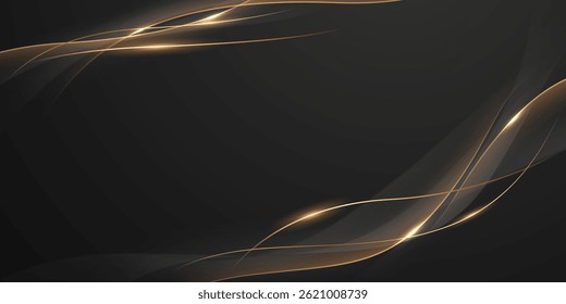 Abstrato design moderno fundo preto com ilustrações de vetor elementos dourados de luxo.