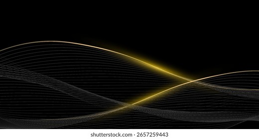 Abstrato design moderno fundo preto com ilustrações de vetor elementos dourados de luxo.
