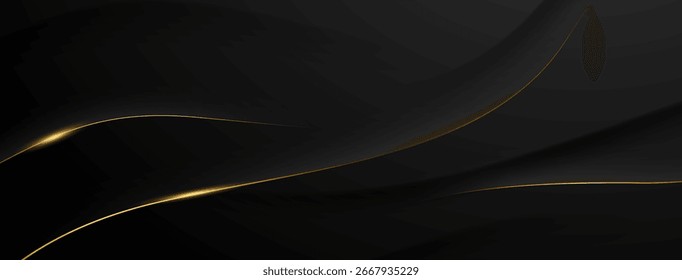 Abstractas fondo negro de diseño moderno con lujosa Ilustración vectorial de Elementos dorados.