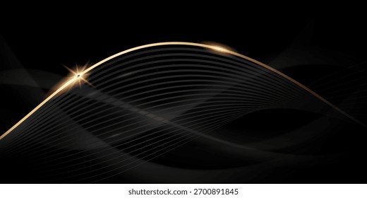 Abstractas fondo negro de diseño moderno con lujosa Ilustración vectorial de Elementos dorados.