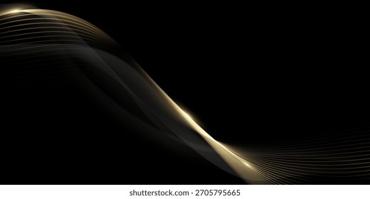 Abstractas fondo negro de diseño moderno con lujosa Ilustración vectorial de Elementos dorados.