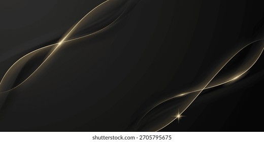 Abstractas fondo negro de diseño moderno con lujosa Ilustración vectorial de Elementos dorados.