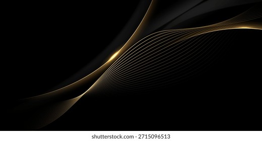 Abstraktes modernes Design, schwarzer Hintergrund mit luxuriösen goldenen Elementen, Vektorgrafik.