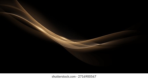 Abstraktes modernes Design, schwarzer Hintergrund mit luxuriösen goldenen Elementen, Vektorgrafik.