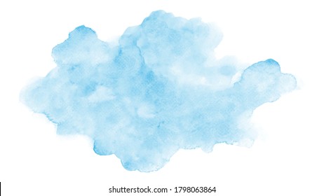 Abstract modern design with blue clouds watercolor stain hand-painted on white background. Artistic vector used as decorative design card, banner, poster, cover, brochure, Wall art.