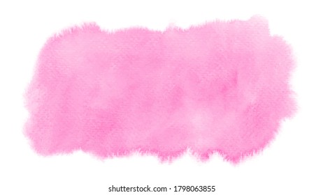 Abstract modern design with bright pink watercolor stain hand-painted on white background. Artistic vector used as decorative design card, banner, poster, cover, brochure, Wall art.