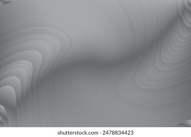 Abstract modern design with liquid wavy lines, stripes, waves. Different shades of grey colour. Light backdrop. Vector illustration