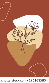 Abstract modern design with plants in boho style vector illustration.