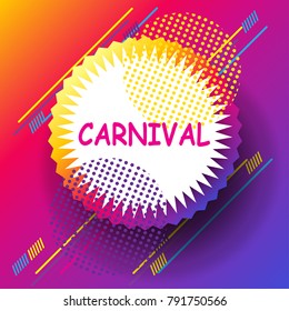 Abstract modern design poster with dynamic geometric shapes composition, futuristic frame, carnival, festival, holiday banner, flyer concept, wallpaper vector festive colorful sunset color background.