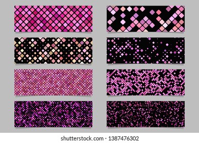 Abstract modern diagonal rounded square pattern banner background set - vector graphic design
