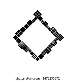 Abstract modern diagonal square blank badge frame - monochrome geometrical vector graphic design