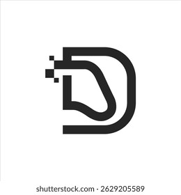 Abstract, modern, digital, game, minimalist, geometric letter "D" logo