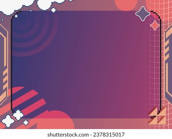 Abstract Modern Digital Sunset Gradient Frame with Pixel Art and Bold Shapes