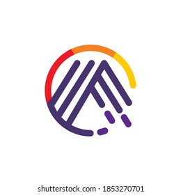 abstract modern digital tech mountain vector icon