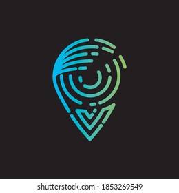 abstract modern digital tech pin point locator vector icon