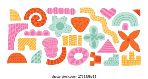 Abstrato moderno dopamina forma orgânica forma redonda set. Figura de forma de curva de blob orgânico líquido com padrões. Bolha líquida abstrata, forma ondulada diferente. Fundo de padrão oval redondo suave.