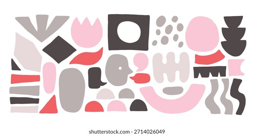 Conjunto de forma redonda de dopamina orgánica moderna Abstractas. Figura de forma de curva de mancha orgánica líquida. Burbuja líquida Abstractas, forma ondulada diferente. Fondo del patrón. Ilustración vectorial para scrapbooking