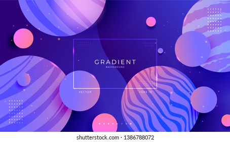 Abstract modern dynamic 3D background. Gradient effect violet outer space planet object. Vector template designs for poster, web, mobile, print, presentation, ui,ux.