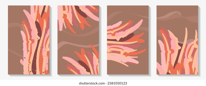 Abstract modern dynamic background with trendy warm earthy brown covers for text placement. Wall art.