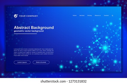 Abstract, modern dynamic background for your landing page design. Technology, science, futuristic background for for website designs.