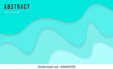 Abstract Modern Dynamic Cyan Blue Waves Papercut Style Background