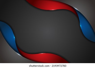 Abstract Modern Dynamic Overlap Metallic Glow Blue and Red on Grey Background