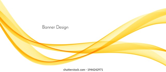 Abstract modern dynamic yellow decorative pattern wave banner background
