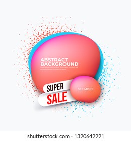 Abstract modern dynamical liquid bubble banners with spray splash. Trendy template for super sale and discount. Vector illustration