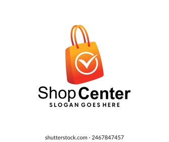 Abstract modern ecommerce logo design colorful gradient shopping bag logo template