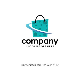 Abstractas moderno ecommerce logo diseño colorido degradado bolso de compras logo Plantilla
