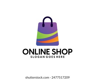 Abstract modern eCommerce logo design Colorful gradient shopping bag logo template