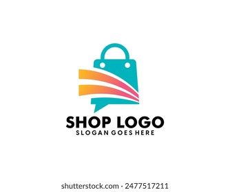 Abstract modern eCommerce logo design Colorful gradient shopping bag logo template