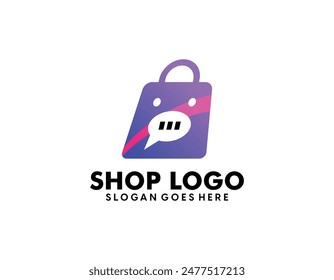 Abstractas moderno eCommerce logo diseño Colorido degradado bolso de compras logo Plantilla
