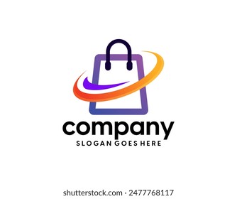 Abstraktes modernes eCommerce-Logo-Design Bunte Gradienten-Einkaufstasche-Logo Vorlage