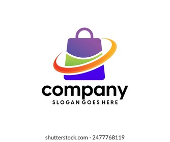 Abstract modern eCommerce logo design Colorful gradient shopping bag logo template