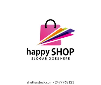 Abstract modern eCommerce logo design Colorful gradient shopping bag logo template