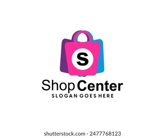 Abstractas moderno eCommerce logo diseño Colorido degradado bolso de compras logo Plantilla